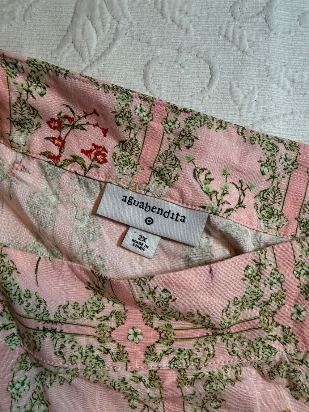 Agua Bendita Pink Floral Trellis Dress. NWT. Size 2X. Pockets - Picture 5 of 9